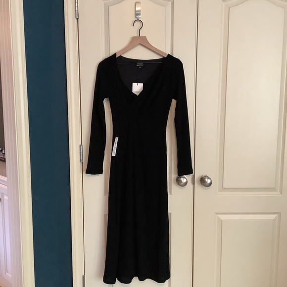 Bardot Ribbed Lanika Black Midi Dress Size M - Picture 2 of 6